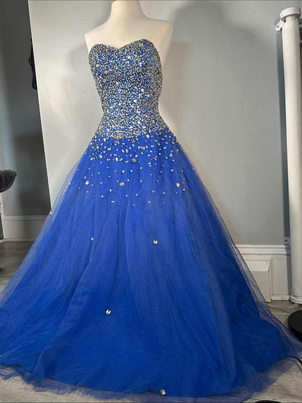 Royal Blue Strapless Prom Dress - Picture 3 of 10